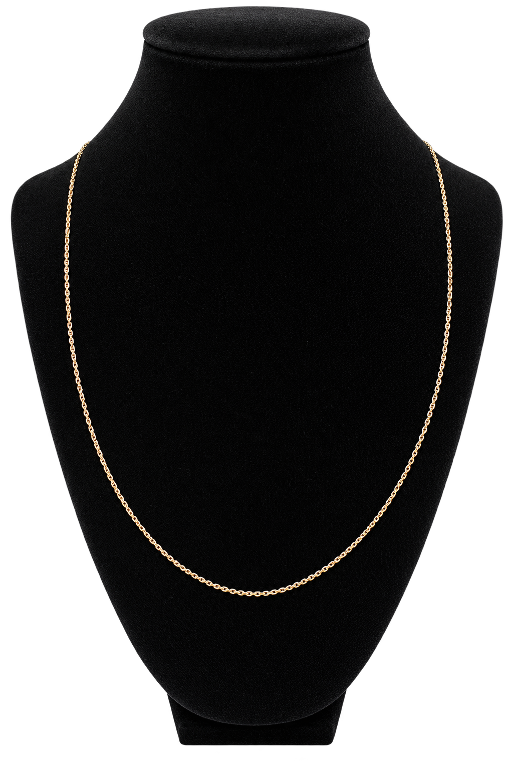 14K Solid Gold 24" 1mm Polished Diamond-Cut Rope Chain With Lobster Clasp
