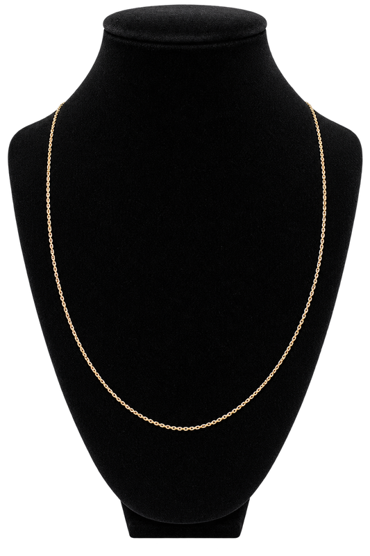14K Solid Gold 24" 1mm Polished Diamond-Cut Rope Chain With Lobster Clasp