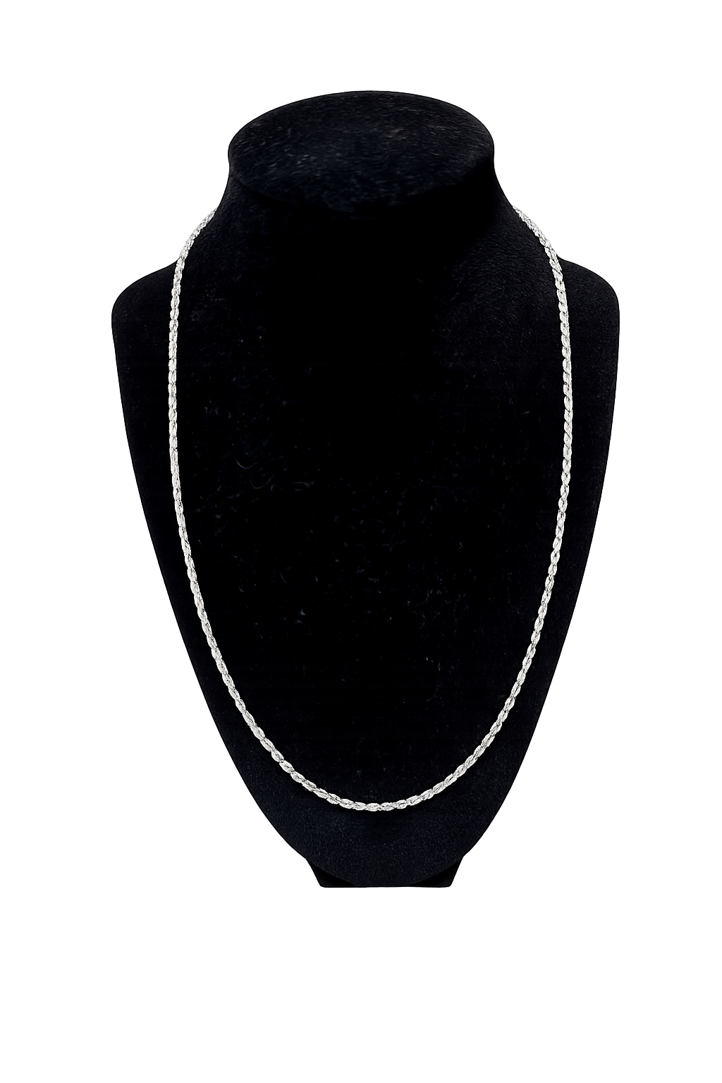 925 Sterling Silver 2.3mm Diamond Cut Rope Chain Necklace 22 Inch Rhodium Plated