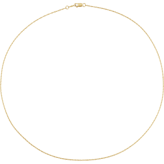 14K Solid Gold 24" 1mm Polished Diamond-Cut Rope Chain With Lobster Clasp