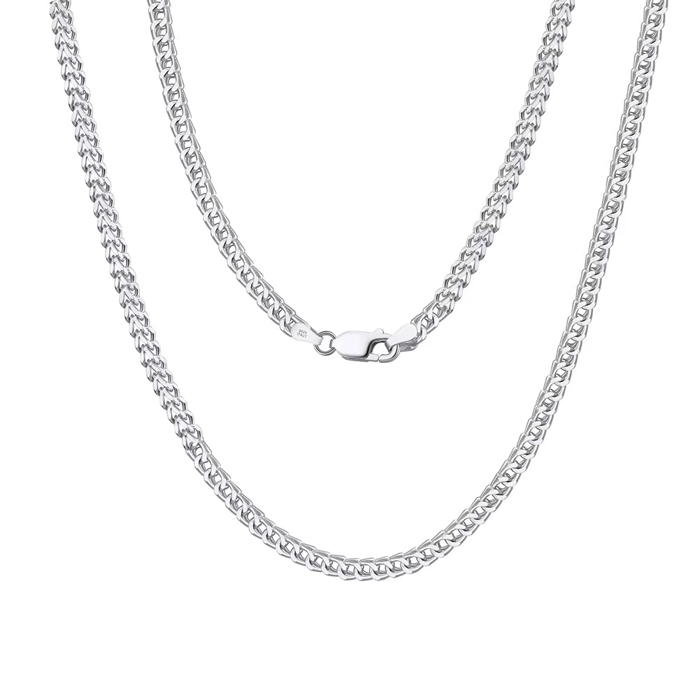 925 Sterling Silver 2.5mm Franco Chain Necklace 22 Inch Rhodium Plated 14.7g