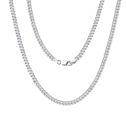 925 Sterling Silver 2.5mm Franco Chain Necklace 22 Inch Rhodium Plated 14.7g