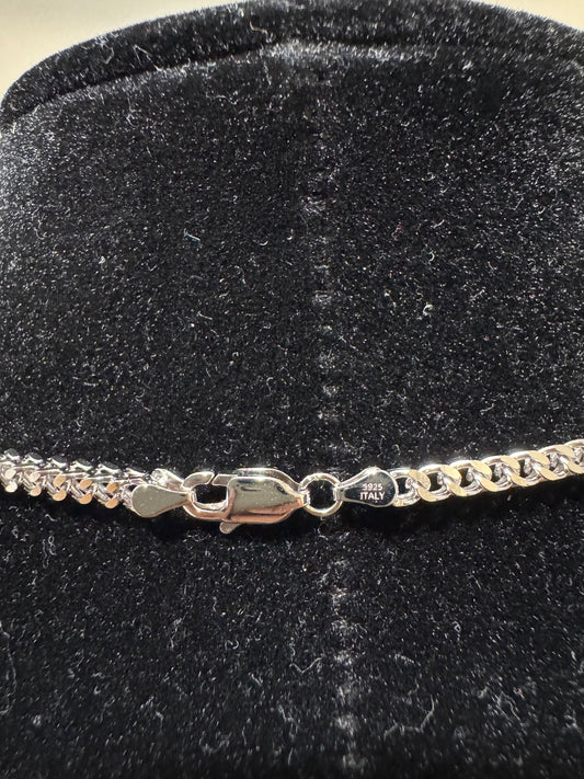 925 Sterling Silver 2.5mm Franco Chain Necklace 22 Inch Rhodium Plated 14.7g