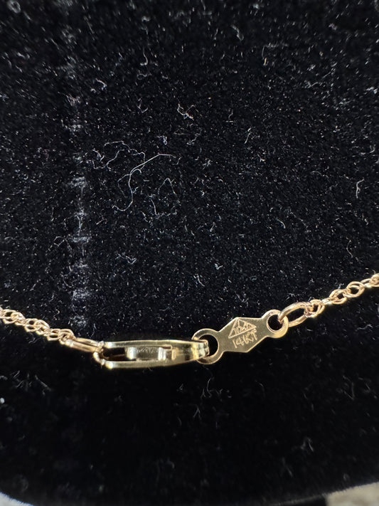 14K Solid Gold 24" 1mm Polished Diamond-Cut Rope Chain With Lobster Clasp